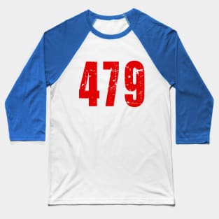 Arkansas 479 Area Code Distressed Design Baseball T-Shirt